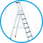 Stepladders with treads and padded front edges