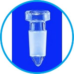 Hollow stoppers, hexagonal plate, pointed bottom, borosilicate glass 3.3