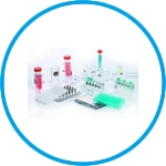 Racks for magnetic nanoparticle based separations, for 96 well plates